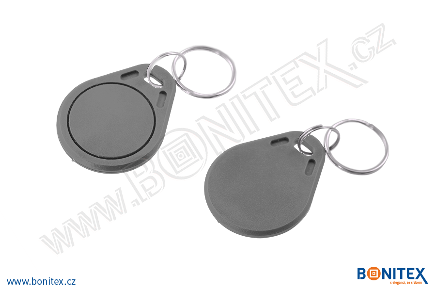 ABS klíčenka 40x32, tl. 4,2mm s RFID 13,56 MHz, šedá-botinex