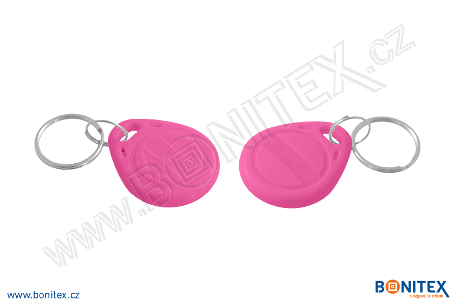 Klíčenka-ABS-35x28-tl.6mm-s RFID-125 kHz-růžová-botinex