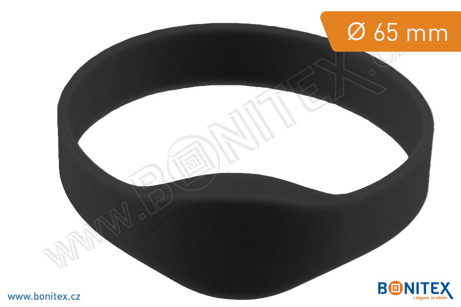 Silikonový náramek, průměr 65mm s RFID 13,56 MHz, černý-botinex