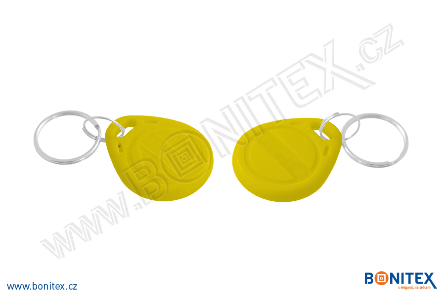 ABS klíčenka 35x28, tl. 6mm s RFID 13,56 MHz, žlutá-botinex