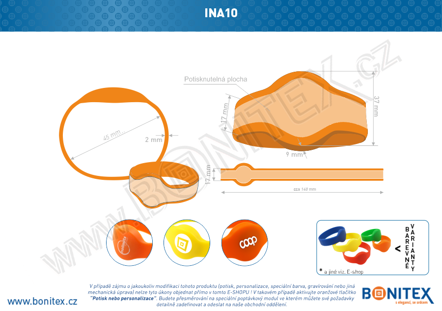 Náramek-silikon-kruh,pr.45mm-s RFID-13,56 MHz-oranžový-botinex