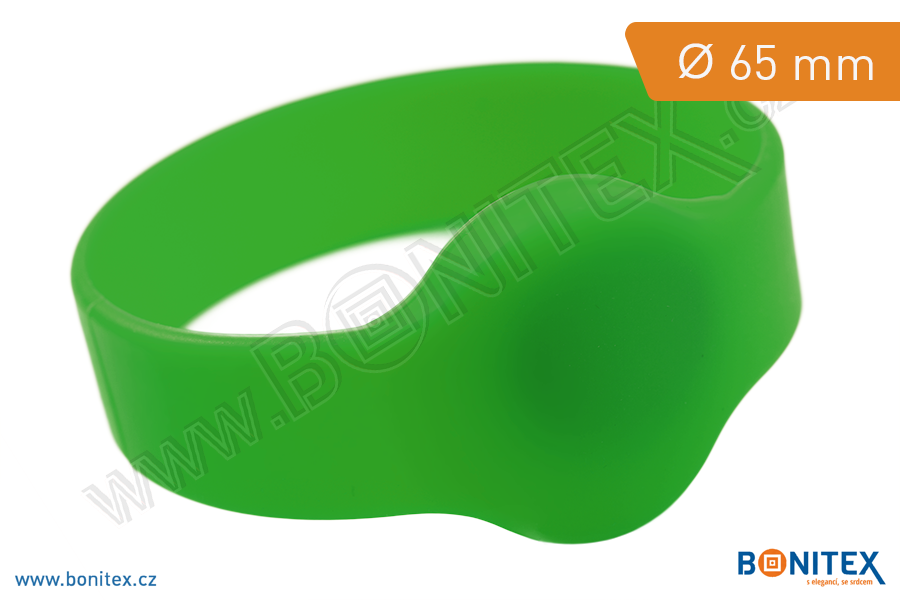 Silikonový náramek, průměr 65mm s RFID 13,56 MHz, zelený-botinex