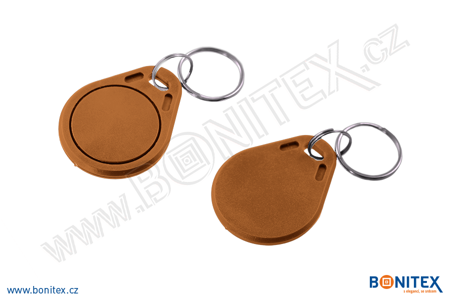 Klíčenka-ABS-40x32-tl.4,2mm-s RFID-125 kHz-hnědá-botinex