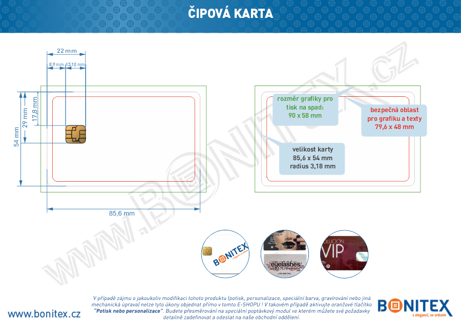 Karta plastová PVC rozměru ISO-tl.0,82mm-s duo (RFID 13,56 MHz+kont.)-laminace lesk-bílá-botinex
