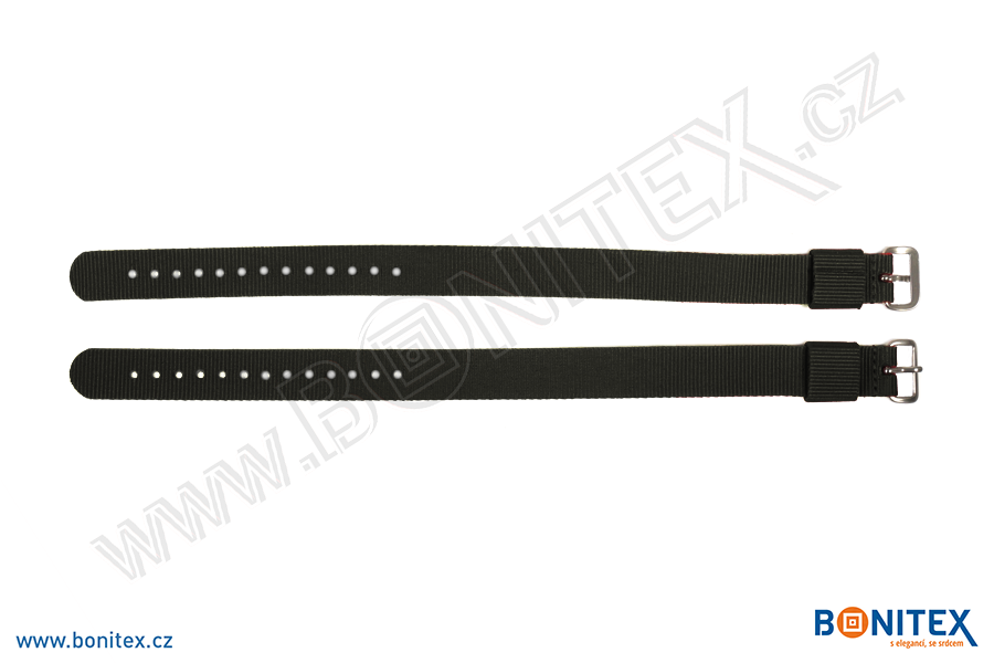 Samostatná nylonová páska pro náramek INA55, 255-265x16mm, kovová spona 1, černá-botinex