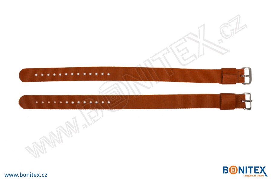 Samostatná nylonová páska pro náramek INA55, 255-265x16mm, kovová spona 1, hnědá-botinex