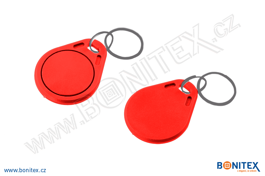 ABS klíčenka 40x32, tl. 4,2mm s RFID 125 kHz, červená-botinex