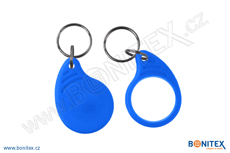 Klíčenka-ABS-43x31-tl.4mm-s RFID-13,56 MHz-modrá/bílý střed-botinex