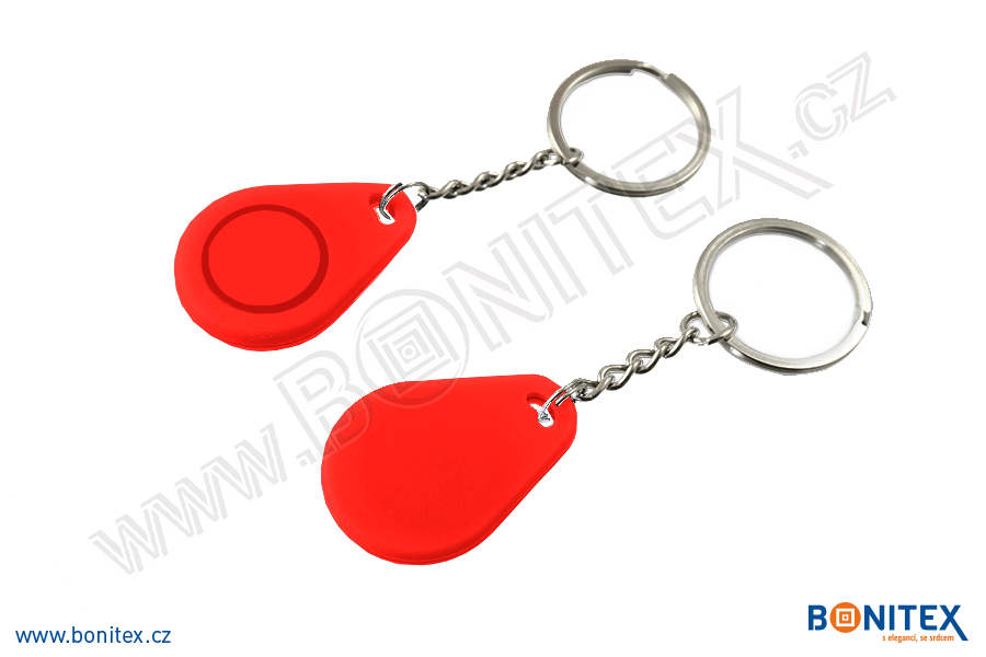 Klíčenka-silikon-35x25/5mm-s RFID-125 kHz-červená-botinex