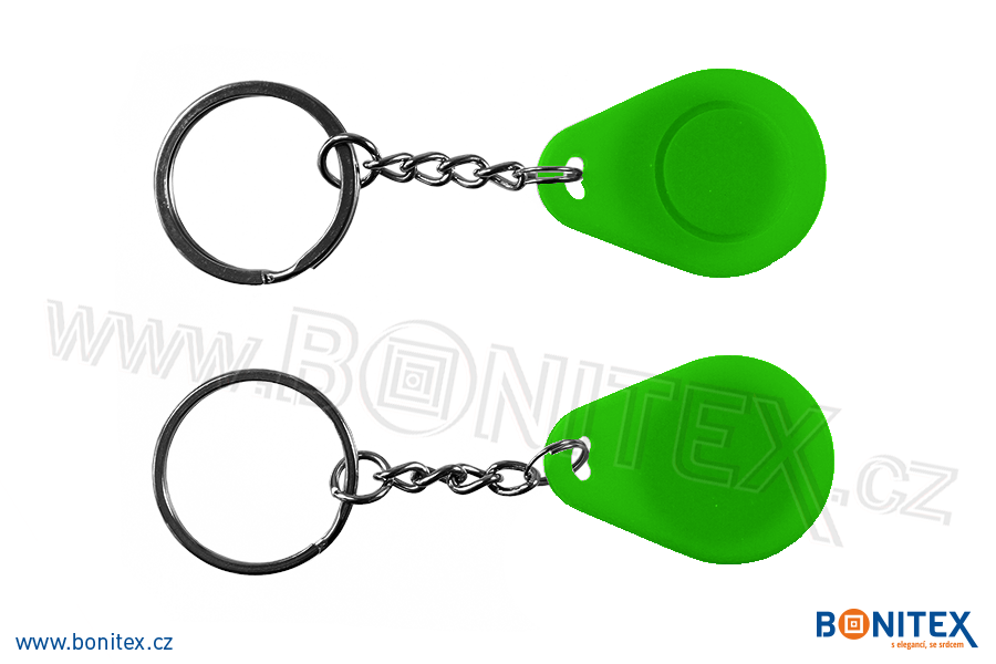 Klíčenka-silikon-35x25/5mm-s RFID-13,56 MHz-zelená-botinex