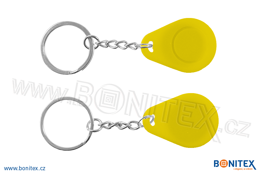 Klíčenka-silikon-35x25/5mm-s RFID-13,56 MHz-žlutá-botinex