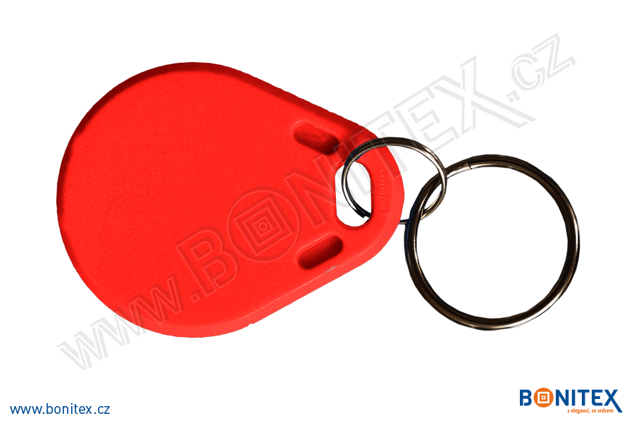 ABS klíčenka 40x32, tl. 4,2mm s RFID 13,56 MHz, červená-botinex