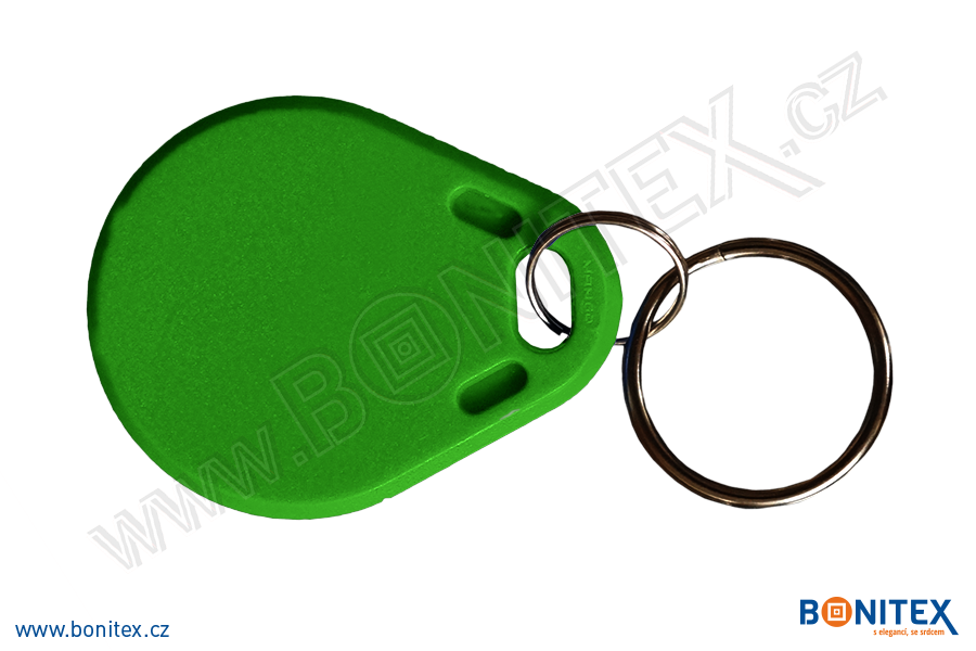 ABS klíčenka 40x32, tl. 4,2mm s RFID 13,56 MHz, tmavá zelená-botinex