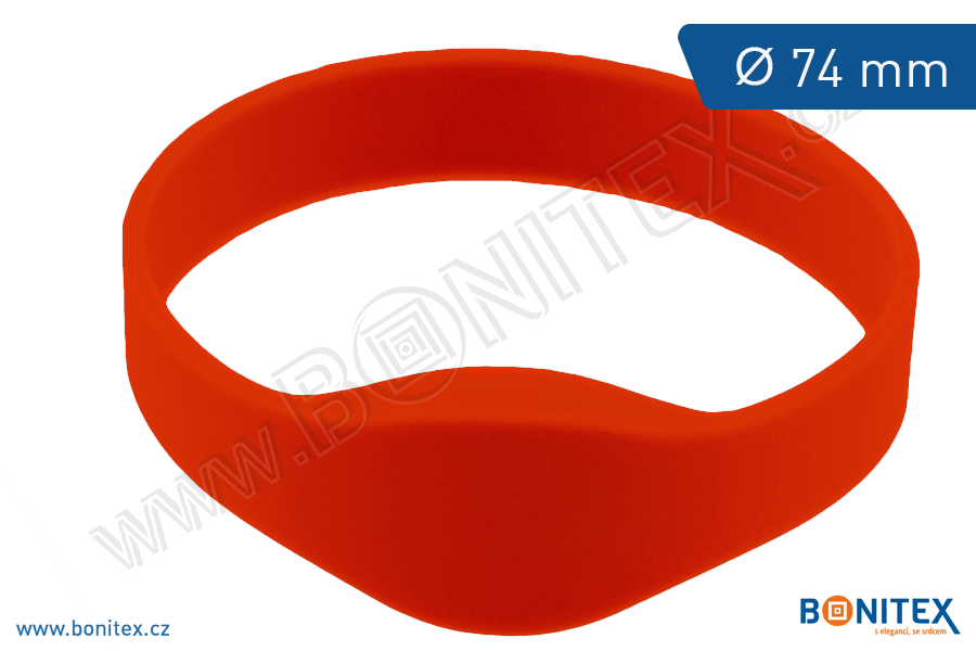 Silikonový náramek, průměr 74mm s RFID 13,56 MHz, červený-botinex