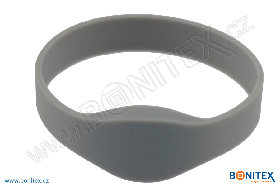 Silikonový náramek, průměr 74mm s RFID 13,56 MHz, šedý-botinex
