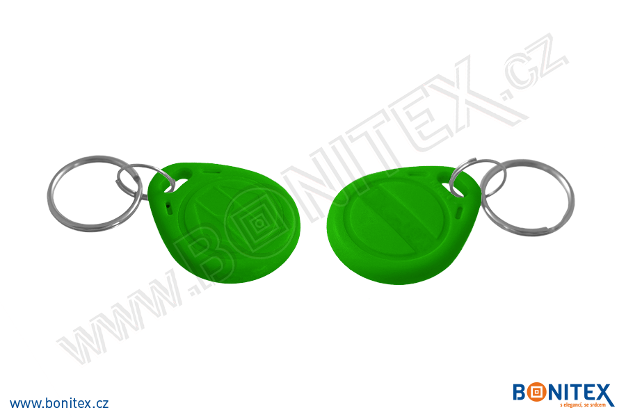 ABS klíčenka 35x28, tl. 6mm s RFID 13,56 MHz, tmavá zelená-botinex