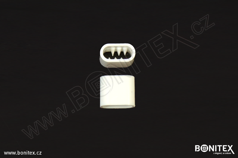 Náramky-příslušenství: uzávěr-jednorázový-ovál-plast-12,6x10,8mm, tl.6,4mm-bílý-botinex