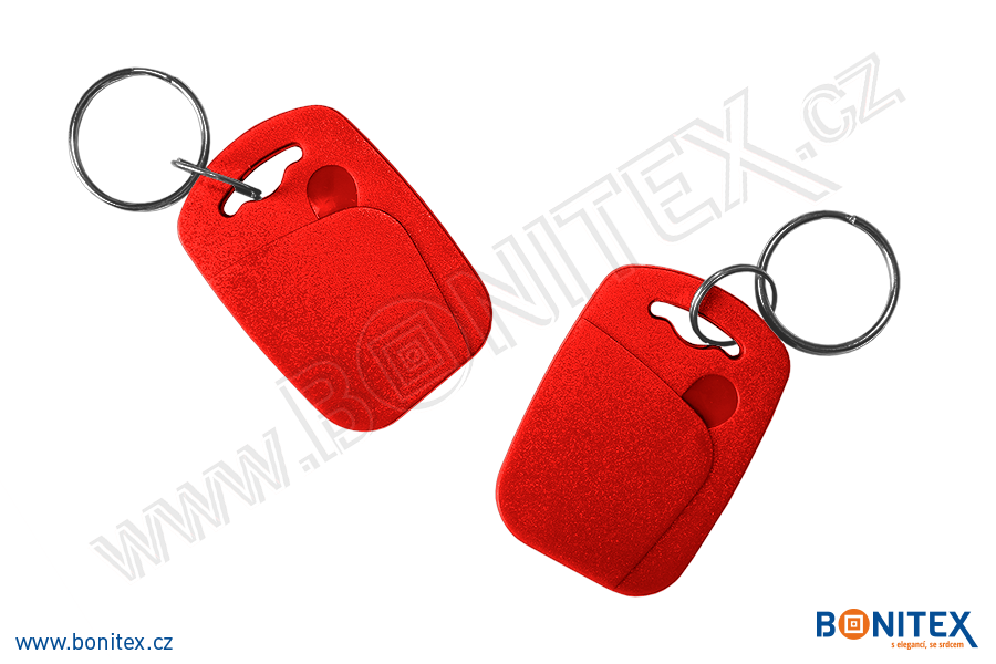 Klíčenka-ABS-44x30-tl.4,2mm-s RFID-duo (13,56M+125k)-červená-botinex