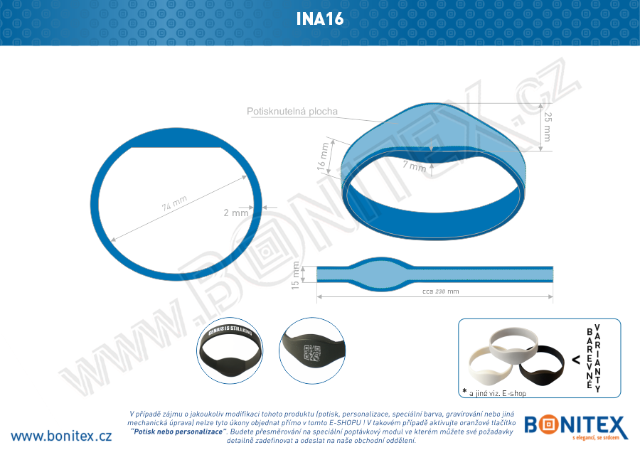 Náramek-silikon-kruh,pr.74mm-s RFID-125 kHz-modrý-botinex