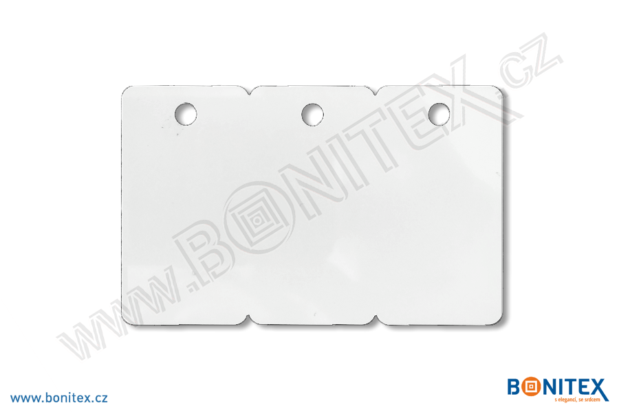 Atypická karta PVC (trojklíčenka), tl. 0,82mm s 3x RFID 125 kHz, lesklá laminace, bílá-botinex