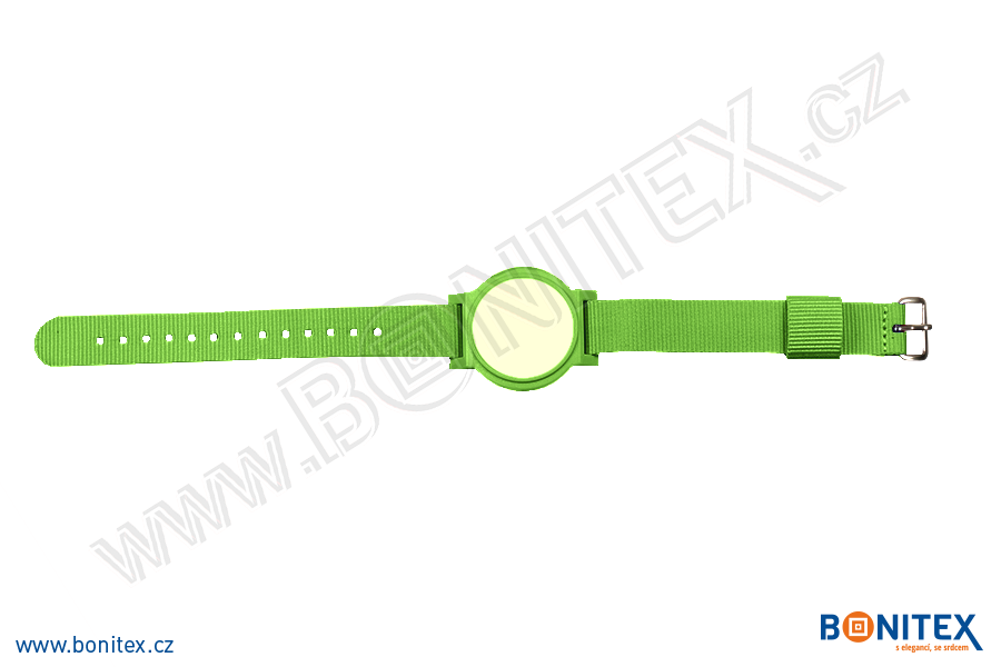 Nylonový náramek 255-265x16mm, kovová spona 1, s RFID 125 kHz, zelený/č.zeleno-bílý-botinex