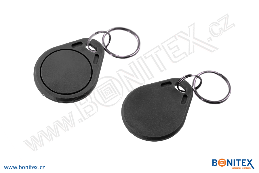 ABS klíčenka 40x32, tl. 4,2mm s RFID 13,56 MHz, černá-botinex