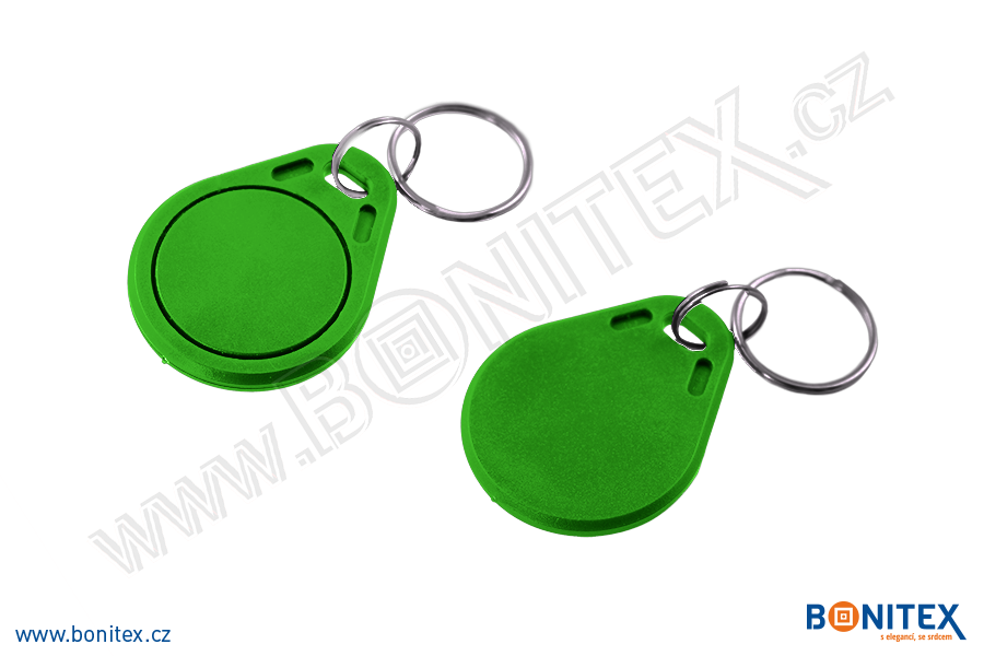 ABS klíčenka 40x32, tl. 4,2mm s RFID 125 kHz, tmavá zelená-botinex