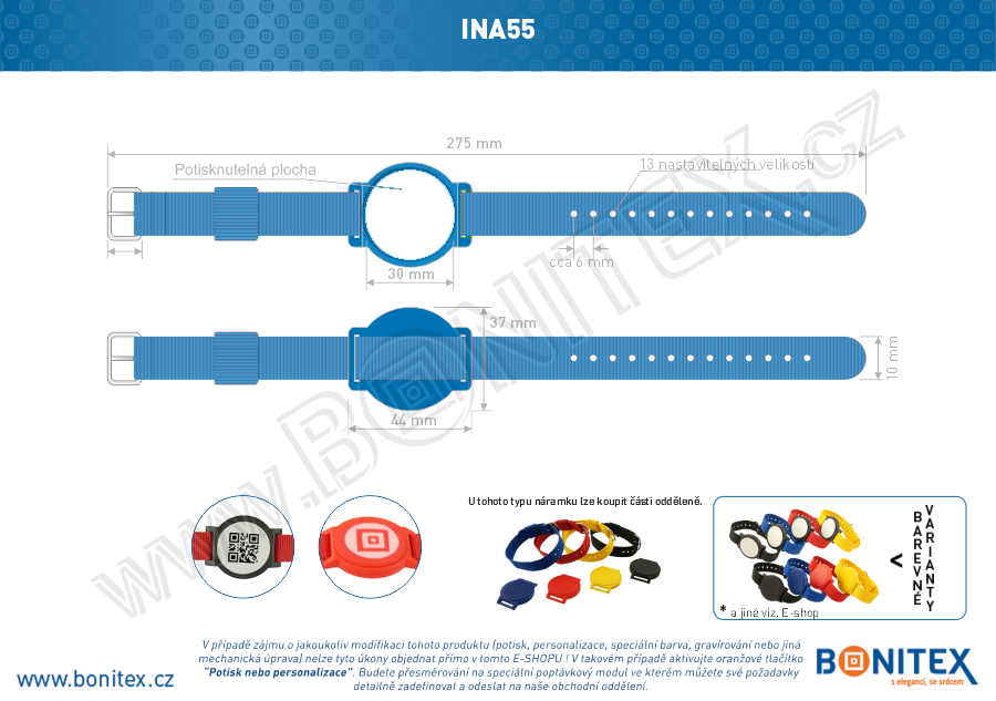 Náramek-nylon-255-265x16mm,kov.spona 1-s RFID-125 kHz-modrý/č.modrý-bílý-botinex
