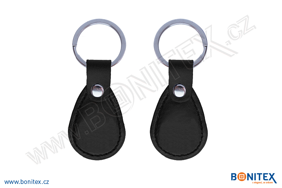 Klíčenka-PU kůže-68x36mm-s RFID-13,56 MHz-černá-botinex