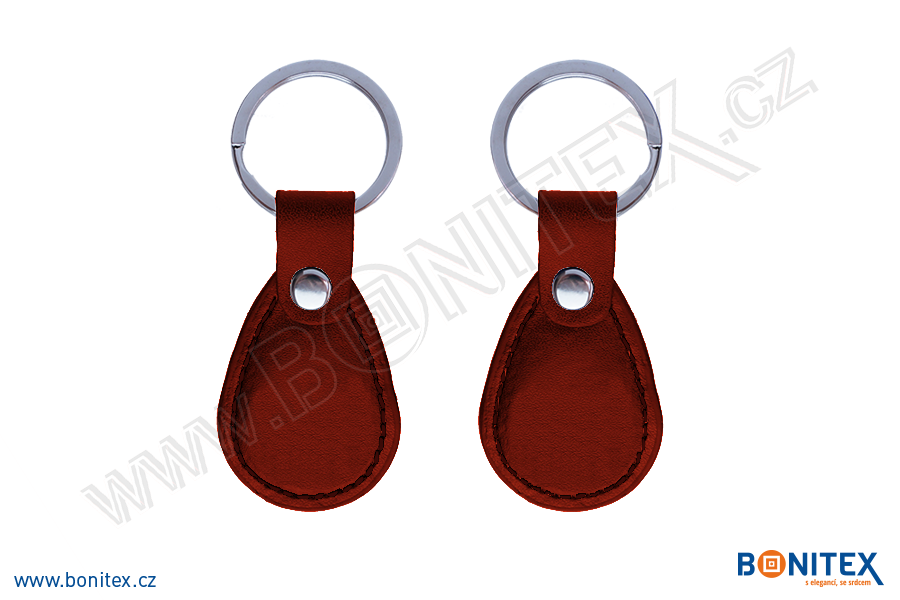 Klíčenka-PU kůže-68x36mm-s RFID-13,56 MHz-červená-botinex