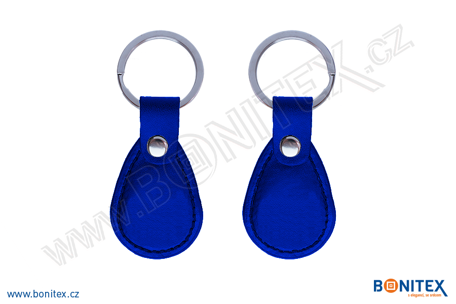 Klíčenka-PU kůže-68x36mm-s RFID-13,56 MHz-modrá-botinex