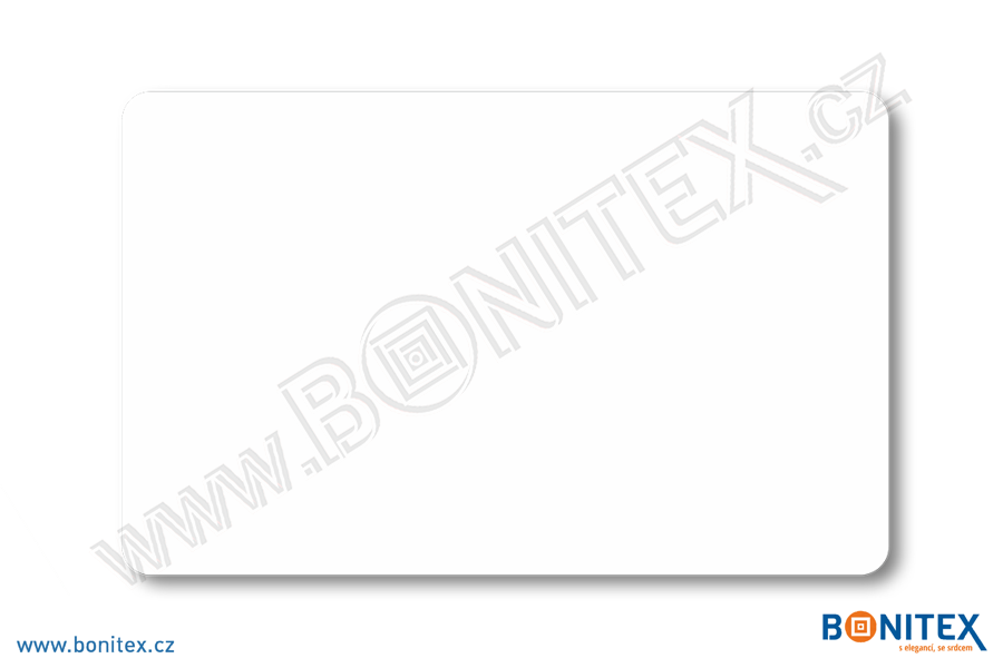 Plastová karta PLA-ECO, rozměr ISO, tl. 0,82mm s RFID 13,56 MHz, lesklá laminace, bílá-botinex