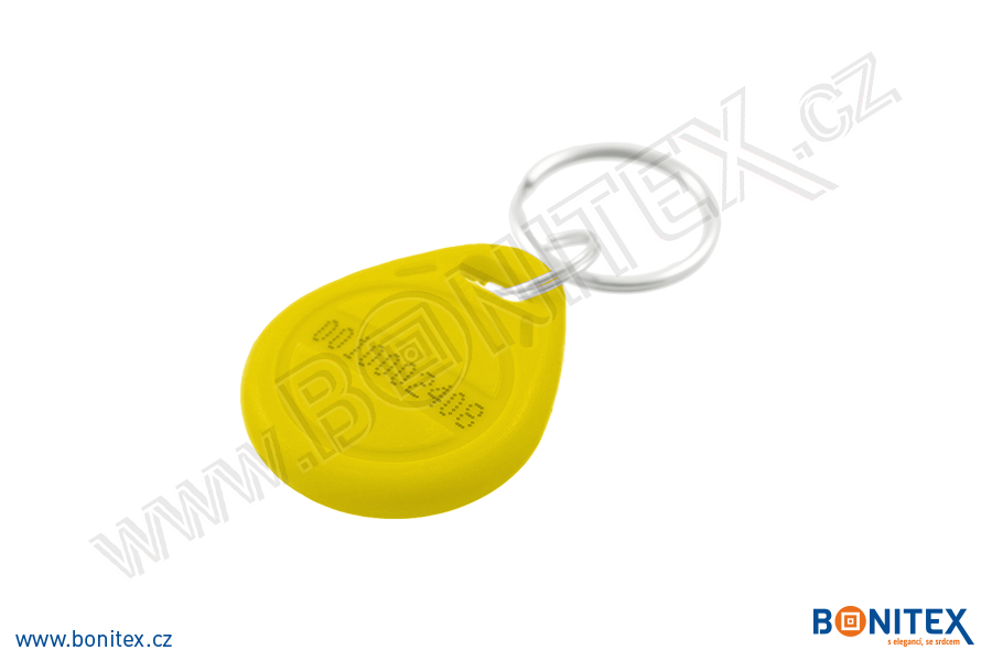 Klíčenka-ABS-35x28-tl.6mm-s RFID-125 kHz-žlutá+UID DEC-5B-botinex
