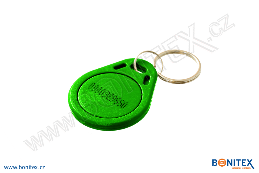 Klíčenka-ABS-40x32-tl.4,2mm-s RFID-125 kHz-zelená+UID DEC-5B-botinex