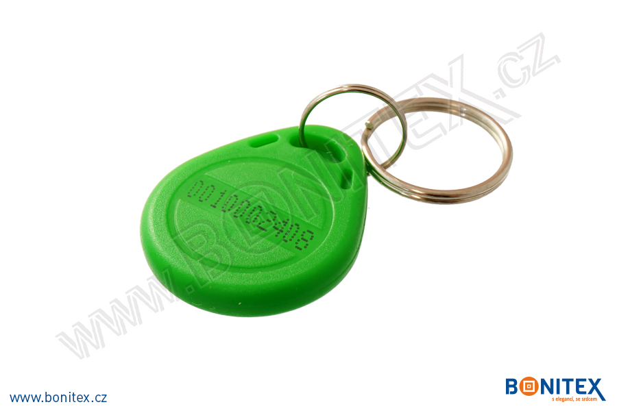 ABS klíčenka 35x28, tl. 6mm s RFID 125 kHz, tmavá zelená+UID DEC-5B-botinex