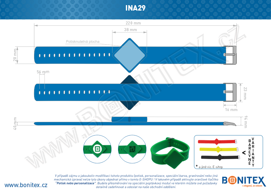 Náramek-silikon-247x20/40mm,kov.spona-s RFID-13,56 MHz-modrý-botinex