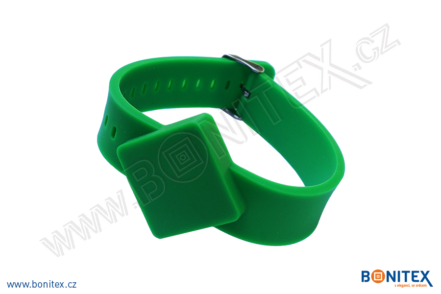Náramek-silikon-247x20/40mm,kov.spona-s  RFID-125 kHz-zelený-botinex